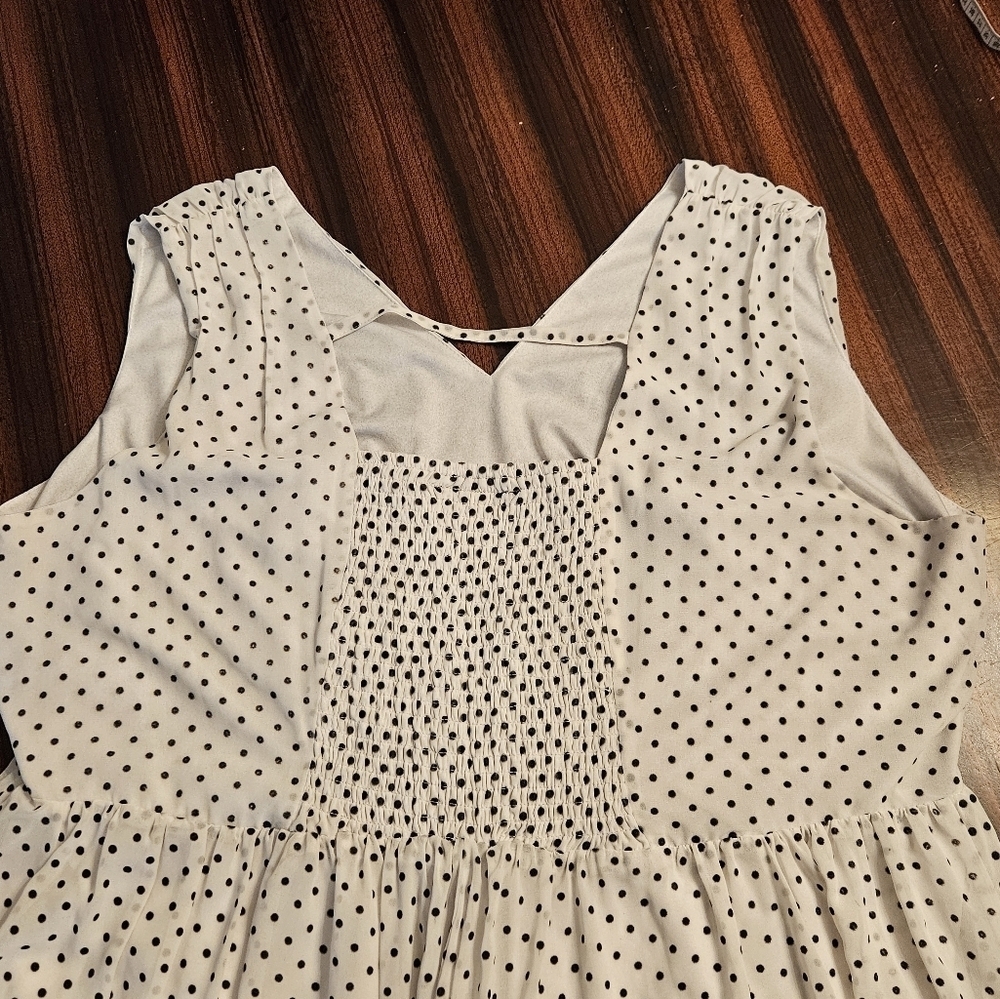 Lane Bryant White Polka Dot Dress Knee Length Sleeveless V Neck Empire Waist 20 - Picture 12 of 15